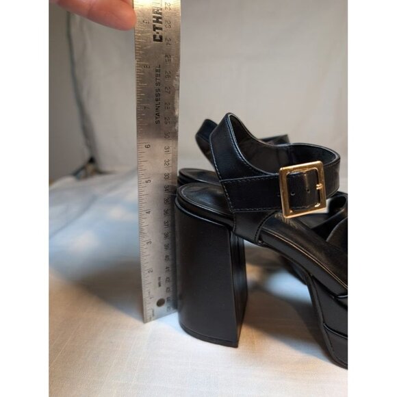 Dream Paris women's size 8 black platform sandals Y2K vegan leather - Picture 2 of 8